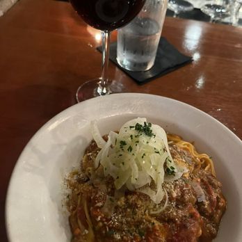Isa Bistro - pasta bolognese with fennel salad - New American Near Me - Portland, Maine
