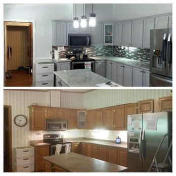 Texsun Investments - Before and after kitchen cabinet painted, bead board added to walls new backsplash and lighting. - Fences & Gates Near Me Texsun Investments - Before and after kitchen cabinet painted, bead board added to walls new backsplash and lighting. - Fences & Gates Near Me