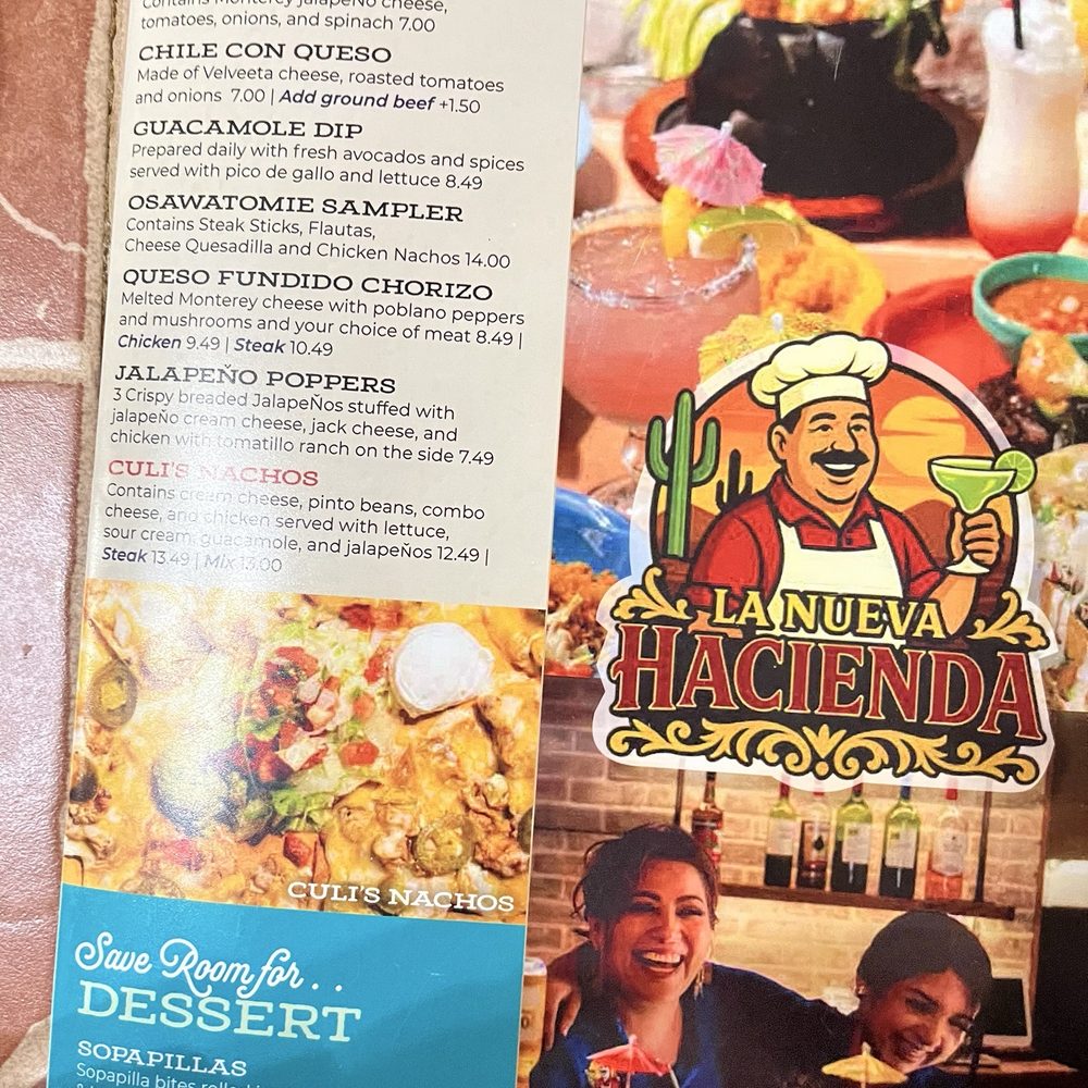 La Hacienda - Menu - Mexican Near Me - Osawatomie, Kansas