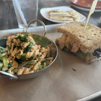 Kid Cashew - Wood Fired Chicken Avocado Sandwich and Quinoa Stuffed Avocado. - Tapas/Small Plates Near Me - Sandy Springs, Georgia Kid Cashew - Wood Fired Chicken Avocado Sandwich and Quinoa Stuffed Avocado. - Tapas/Small Plates Near Me - Sandy Springs, Georgia