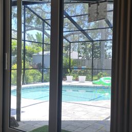 Sliding glass doors.