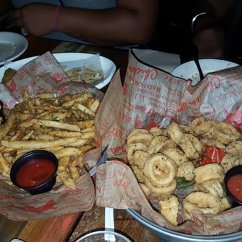 Mad For Chicken Flushing - Parmesan fries and calamari (soooooo light and crispy) - Korean Near Me - Flushing, New York