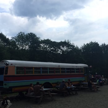 Chef Brad's Crazy Side - Tables and chairs in the bus! - Seafood Near Me - Quechee, Vermont