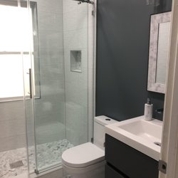 Abanto Painting & Carpentry - Full bathroom reno (down to studs) -- marble floors, all new fixtures, rainfall shower.