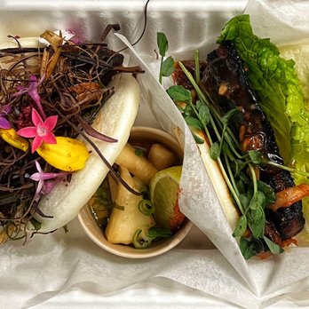 Island Bite Sip Indulge - Honey miso eggplant bao and special Kiawe smoked Korean pork belly bao - Food Trucks Near Me - Kahului, Hawaii Island Bite Sip Indulge - Honey miso eggplant bao and special Kiawe smoked Korean pork belly bao - Food Trucks Near Me - Kahului, Hawaii