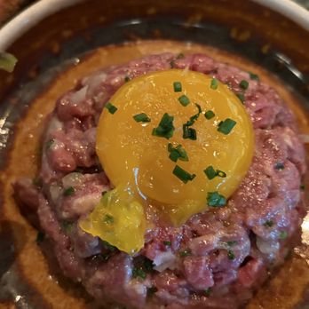 Hearthstone Kitchen & Cellar - Beef tartare. Nice looking yolk - New American Near Me - Las Vegas, Nevada Hearthstone Kitchen & Cellar - Beef tartare. Nice looking yolk - New American Near Me - Las Vegas, Nevada