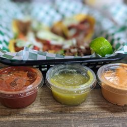Habanero Grill - Red (smokey and spiciest out of these), green (mild), orange (creamy and mild).