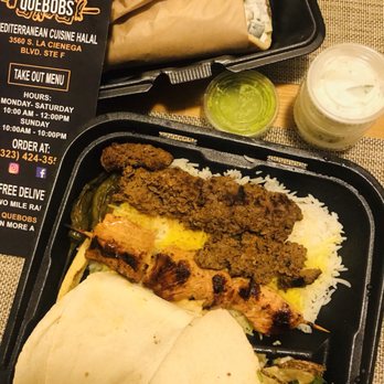 Quebobs Restaurant - Combo plate (chicken, kafta)  Gyro wrap - Mediterranean Near Me - Los Angeles, California