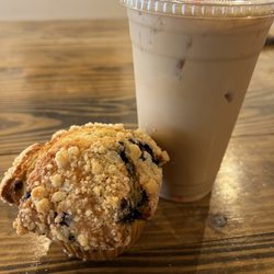 Mt. Taylor Coffee Co - Blueberry muffin and iced vanilla latte