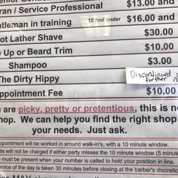 Dirty hippies may have to wait to get services here.. Dirty hippies may have to wait to get services here..