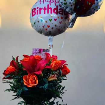 Maranatha Flowers - I ordered the "Fiery Lily and Roses" flowers arrangement with birthday balloons. - Florists Near Me - San Bernardino, California Maranatha Flowers - I ordered the "Fiery Lily and Roses" flowers arrangement with birthday balloons. - Florists Near Me - San Bernardino, California
