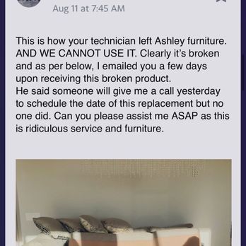 Ashley HomeStore - Couch delivered broken and on the 3rd time repair in a span of 2 months! - Furniture Stores Near Me - Calgary, Alberta