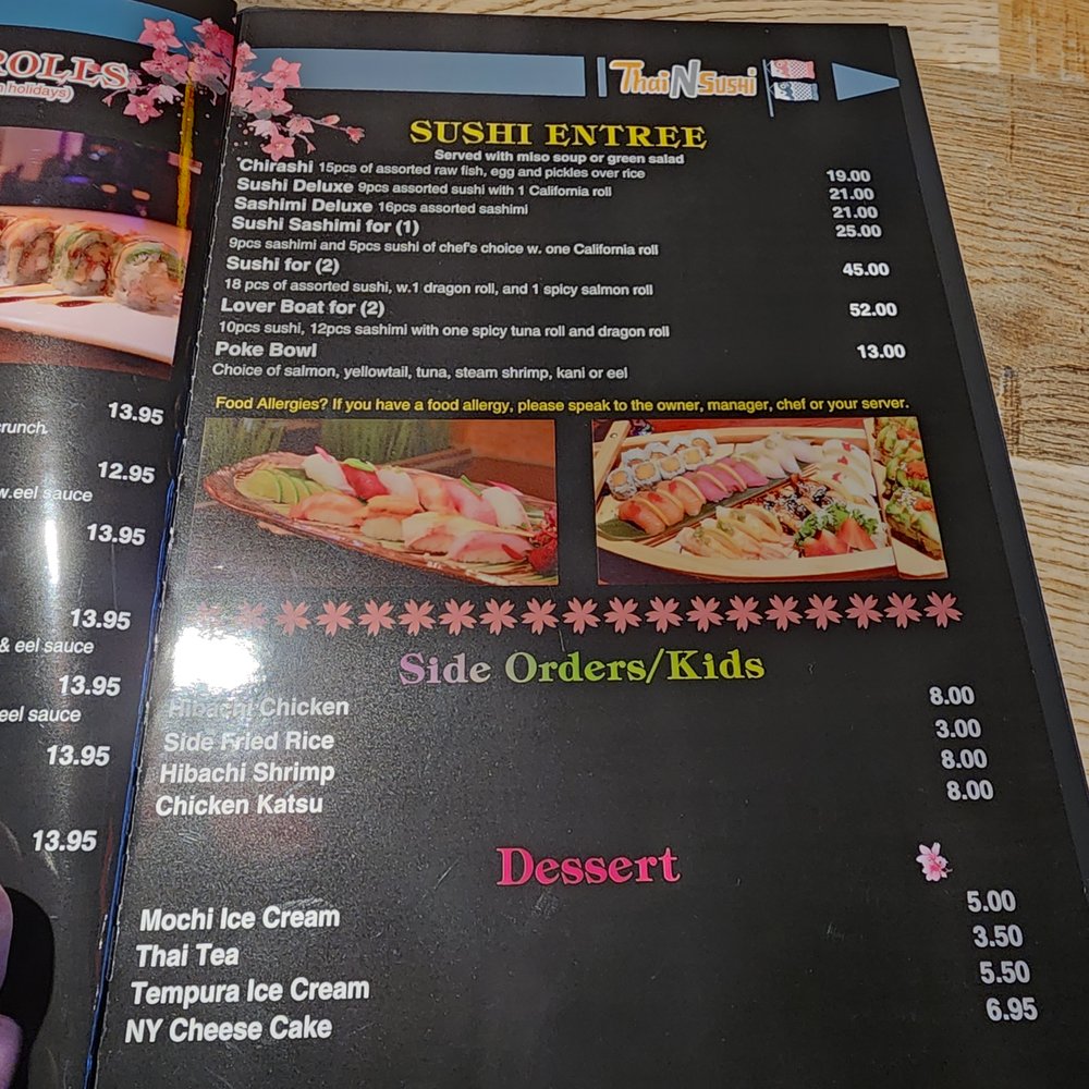 Thai N Sushi - a menu for a restaurant - Sushi Bars Near Me - Quinlan, Texas Thai N Sushi - a menu for a restaurant - Sushi Bars Near Me - Quinlan, Texas