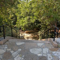 Rancho Los Cerritos - Stairs from the adobe house to the California Native Garden