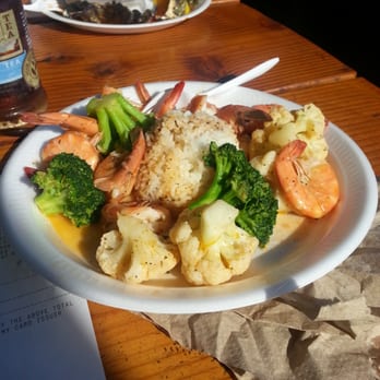 Neptune's Net - Spicy shrimp with steamed veggies and rice - Seafood Near Me - Malibu, California Neptune's Net - Spicy shrimp with steamed veggies and rice - Seafood Near Me - Malibu, California