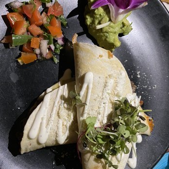 Spanglish NYC - Quesadilla Flour tortilla, melted cheese, guacamole, pico with Steak - Mexican Near Me - Bayside, New York
