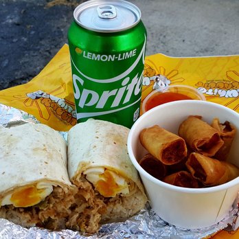 White Rabbit Truck - Pork Sisig Burrito, Shanghai Pork Lumpia, & Soda Combo (07/13/19)! #GriffithPark @EatSeeHear #FoodTruck #FilipinoFood #FoodPic #FoodPorn - Filipino Near Me