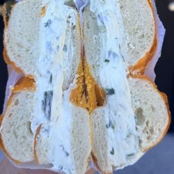 Jalapeño Cheddar bagel with scallion cream cheese