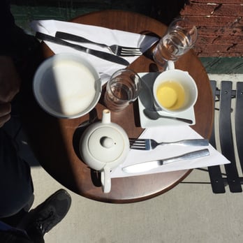 The Left Bank Cafe - Cafe au lait and tea outside - French Near Me - Saranac Lake, New York