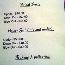 D'Dami Salon  - Bridal Package Prices as of Spring 2015