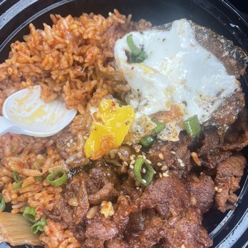 Parlor - I already mixed the egg, but the spicy pork fried rice was amazing!! - Food Court Near Me - Kansas City, Missouri Parlor - I already mixed the egg, but the spicy pork fried rice was amazing!! - Food Court Near Me - Kansas City, Missouri