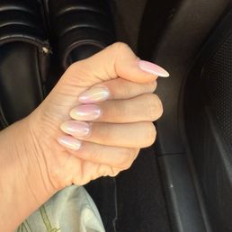 Gel X tie dye ombré with pearl chrome Gel X tie dye ombré with pearl chrome