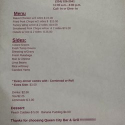 Queen City Bar and Grill - Sunday lunch menu!