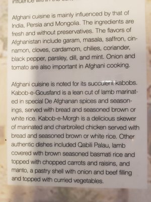 Menu photo 8 De Afghanan Kabob House Walnut Creek, CA