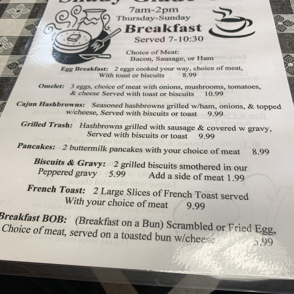Breakfast menu Breakfast menu