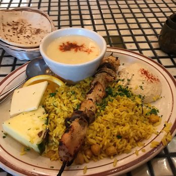 La Mediterranee - Chicken breast kabob with lemon chicken soup. YUMMY FOR MY TUMMY. - Mediterranean Near Me - Berkeley, California
