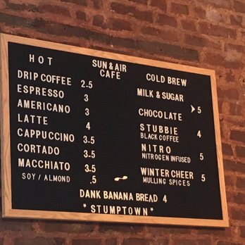 SUN AND AIR - Coffee menu - Bike Repair/Maintenance Near Me - Brooklyn, New York SUN AND AIR - Coffee menu - Bike Repair/Maintenance Near Me - Brooklyn, New York
