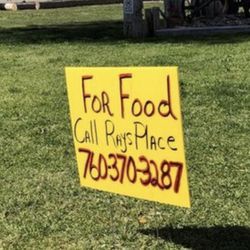 Ray's Place - Food sign for pick up or delivery only during the Covid-19 pandemic.