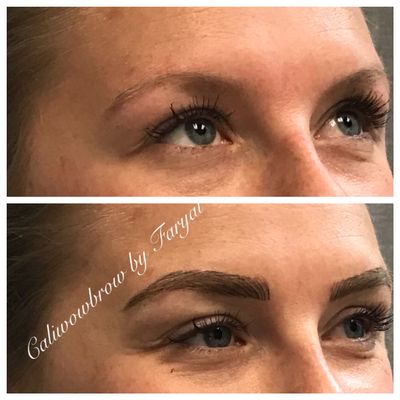 Microblading - 3D Natural Looking Eyebrows! Microblading, Cosmetic Tattooing, Manual Method, Soft Tap, Eyebrow Embroidery Methods. Semi-permanent treatment that will last 1-3 years. Schedule today by calling (916) 236-4553.
Microblading eyebrows is a form of semi-permanent make up that creates natural, beautiful eyebrows with a handheld microblading tool. Microblading gives a more realistic effect simply because of the fact that it is sitting more superficially in the skin. The color has less skin mass to project through, lending it a “crisper” and “cleaner” look. It’s perfect for people who have over plucked, over waxed and thinning eyebrows or those who want to define, darken or reshape their eyebrows.
Microblading typically takes two appointments to complete. In the first appointment, the client is profiled and the eyebrows are drawn on with a waterproof pencil, so the artist and client can agree on the look. Brows are measured perfectly to compliment your unique face shape and size. The artist then microblades the eyebrows and the artist and the client is ready to go back into the world. There is some mild scabbing and aftercare required, but your microblading should be completely healed in 30 days.
The second appointment is a touch up at least 30 days after the first session. This allows enough time for the ink in the epidermis to naturally slough off, and the color to settle into your skin. In the touch up appointment, the artist can see how your skin has received the ink and make any necessary corrections. Microblading - 3D Natural Looking Eyebrows! Microblading, Cosmetic Tattooing, Manual Method, Soft Tap, Eyebrow Embroidery Methods. Semi-permanent treatment that will last 1-3 years. Schedule today by calling (916) 236-4553.
Microblading eyebrows is a form of semi-permanent make up that creates natural, beautiful eyebrows with a handheld microblading tool. Microblading gives a more realistic effect simply because of the fact that it is sitting more superficially in the skin. The color has less skin mass to project through, lending it a “crisper” and “cleaner” look. It’s perfect for people who have over plucked, over waxed and thinning eyebrows or those who want to define, darken or reshape their eyebrows.
Microblading typically takes two appointments to complete. In the first appointment, the client is profiled and the eyebrows are drawn on with a waterproof pencil, so the artist and client can agree on the look. Brows are measured perfectly to compliment your unique face shape and size. The artist then microblades the eyebrows and the artist and the client is ready to go back into the world. There is some mild scabbing and aftercare required, but your microblading should be completely healed in 30 days.
The second appointment is a touch up at least 30 days after the first session. This allows enough time for the ink in the epidermis to naturally slough off, and the color to settle into your skin. In the touch up appointment, the artist can see how your skin has received the ink and make any necessary corrections.