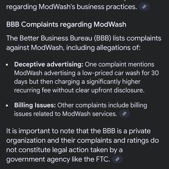 ModWash - Better business bureau complaints about Modwash scam ! - Car Wash Near Me - Pleasantville, New Jersey
