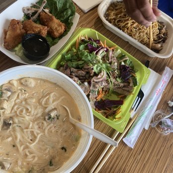 Noodle World Jr - 5. CHICKEN TOM KAH NOODLE, Chicken Wings, 41. Thai Spicy Beef Salad and 24. Garlic Noodles! - Thai Near Me - Los Angeles, California Noodle World Jr - 5. CHICKEN TOM KAH NOODLE, Chicken Wings, 41. Thai Spicy Beef Salad and 24. Garlic Noodles! - Thai Near Me - Los Angeles, California