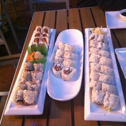 Spicy yellowtail, spicy tuna, California roll and Philly roll
