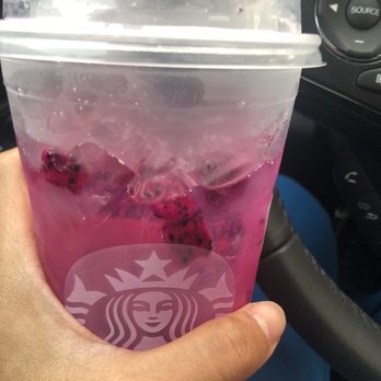 Starbucks - 4 tiny bits of dragon fruit, ice and water. I did not order flavored water. - Coffee & Tea Near Me - San Bernardino, California Starbucks - 4 tiny bits of dragon fruit, ice and water. I did not order flavored water. - Coffee & Tea Near Me - San Bernardino, California