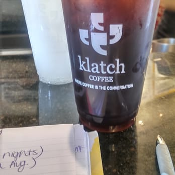 Klatch Coffee - Yummy iced coffee with 2 shots of espresso and creme de menthe flavor & coconut Italian soda. Love klatch!!! - Coffee & Tea Near Me - Rancho Cucamonga, California Klatch Coffee - Yummy iced coffee with 2 shots of espresso and creme de menthe flavor & coconut Italian soda. Love klatch!!! - Coffee & Tea Near Me - Rancho Cucamonga, California