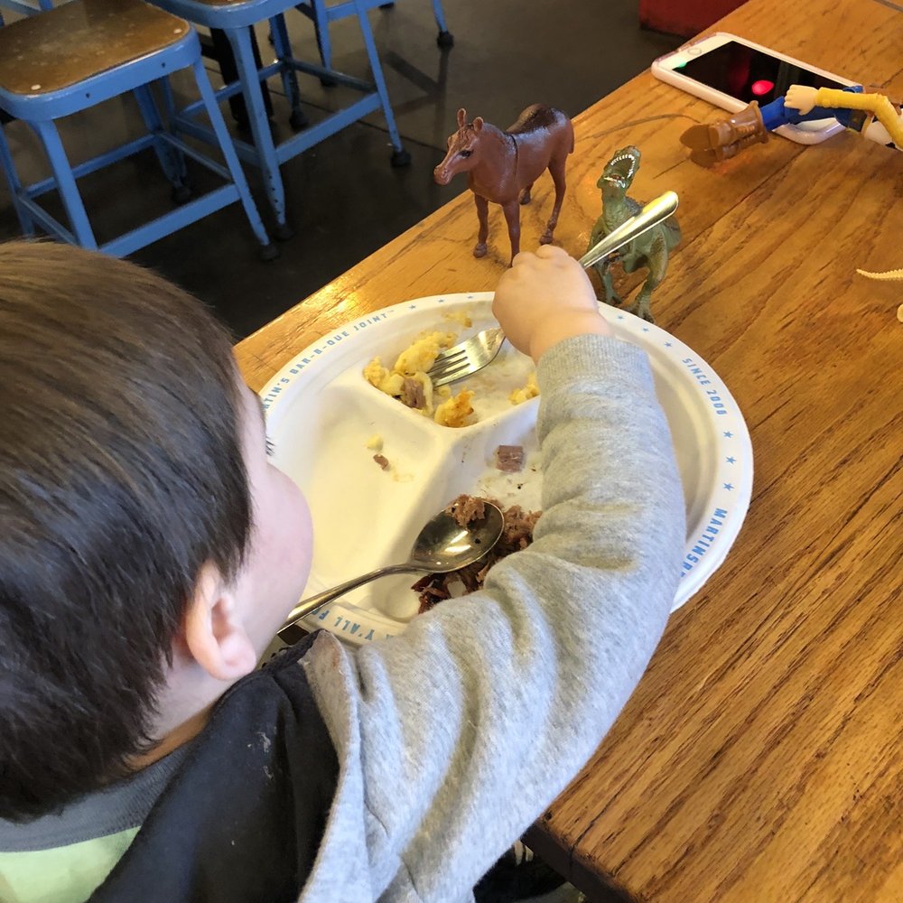 Martin's Bar-B-Que Joint - Little man, crushing it. - Barbeque Near Me - Mt. Juliet, Tennessee