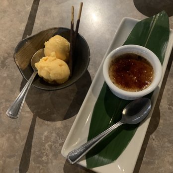 Ajito - Hojicha creme brûlée and mango ice cream - Japanese Near Me - Cupertino, California Ajito - Hojicha creme brûlée and mango ice cream - Japanese Near Me - Cupertino, California