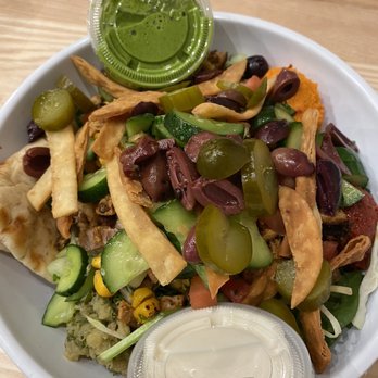 CAVA - My green bowl with beef meatballs and grilled chicken - Salad Near Me - San Antonio, Texas