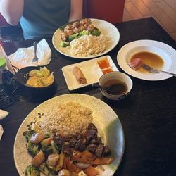 Red Bowl Asian Restaurant - Tuna titaki, egg rolls, steak and scallops, sesame chicken