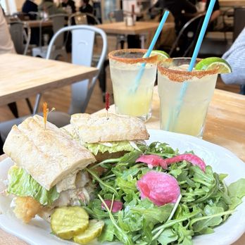 Westville Hudson - Crispy Fish Sandwich with side of salad - American Near Me - New York, New York Westville Hudson - Crispy Fish Sandwich with side of salad - American Near Me - New York, New York