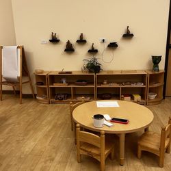 Cosmic Montessori Community - 2 year old classroom - dark because I took this pic during parent open house at night