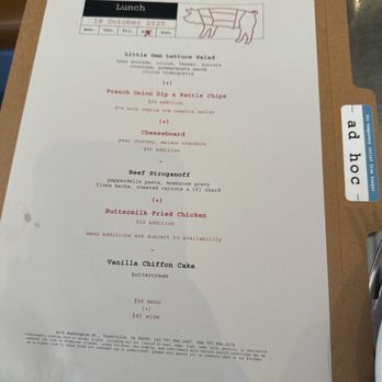 Ad Hoc & Addendum - Menu - New American Near Me - Yountville, California