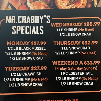 Mr. Crabby’s - Partial menu - Seafood Near Me - Live Oak, Texas
