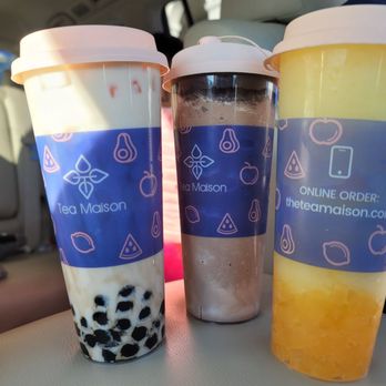 Tea Maison - oolong milk tea, Oreo mocha slush, and pineapple slush (left to right) - Juice Bars & Smoothies Near Me - Las Vegas, Nevada Tea Maison - oolong milk tea, Oreo mocha slush, and pineapple slush (left to right) - Juice Bars & Smoothies Near Me - Las Vegas, Nevada