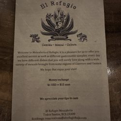 El Refugio - Menu front