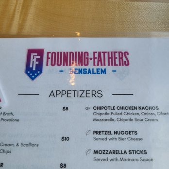 Founding Fathers - Munu - New American Near Me - Bensalem, Pennsylvania