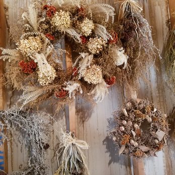 Hobbit Gardens - herbal wreaths (dried by the time I viewed them) - Nurseries & Gardening Near Me - Fillmore, Indiana